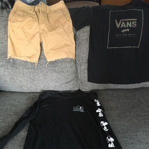 2 vans shirts and 1 pair of vans shorts